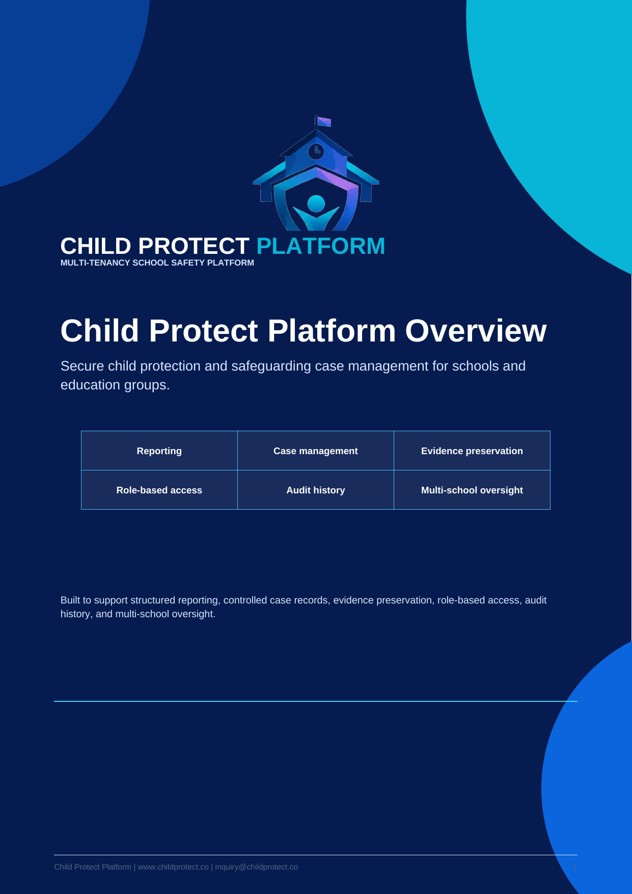 Child Protect Platform overview brochure cover