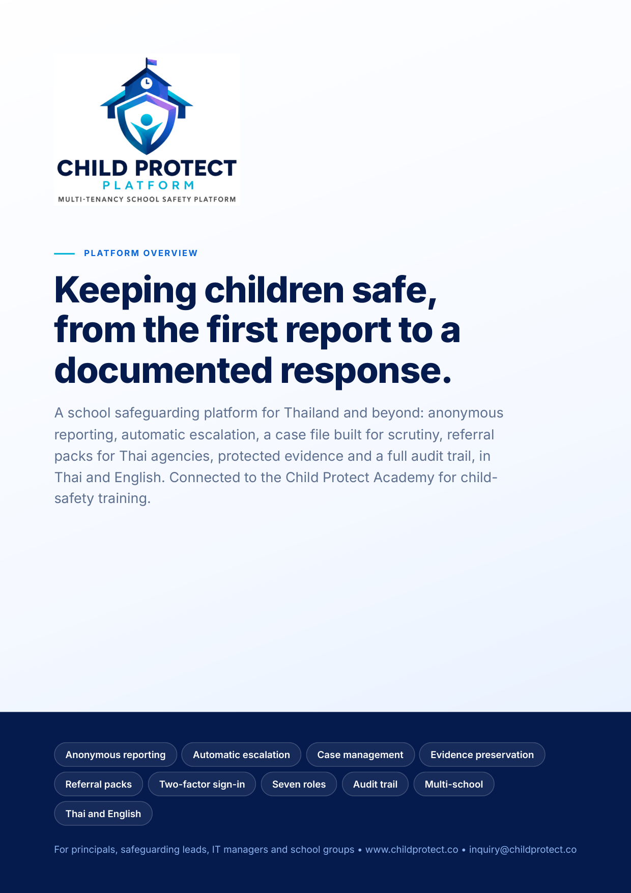 Child Protect Platform overview brochure cover