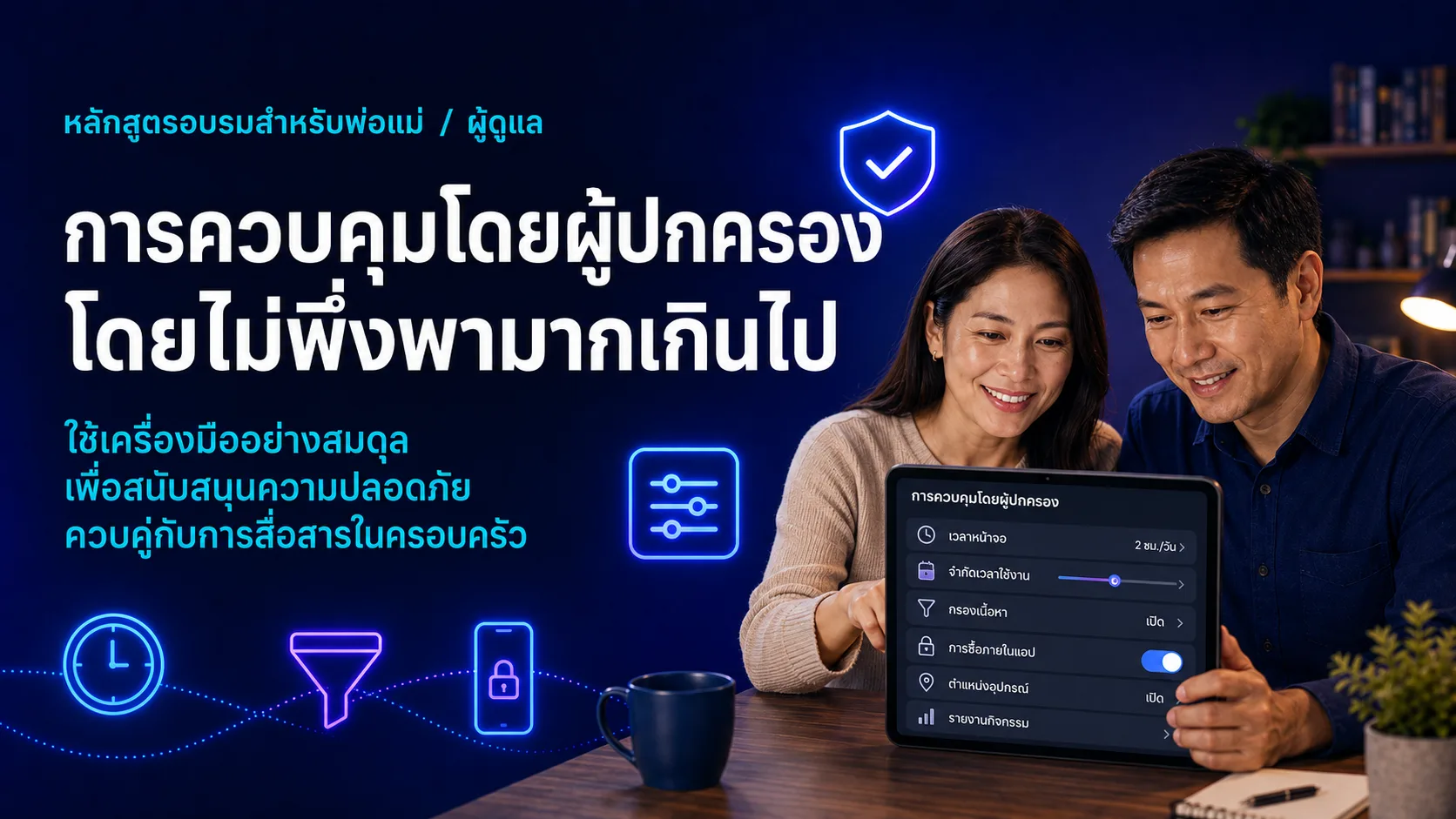 ภาพประกอบหลักสูตรผู้ปกครองสำหรับ Parental Controls โดยไม่พึ่งพามากเกินไป